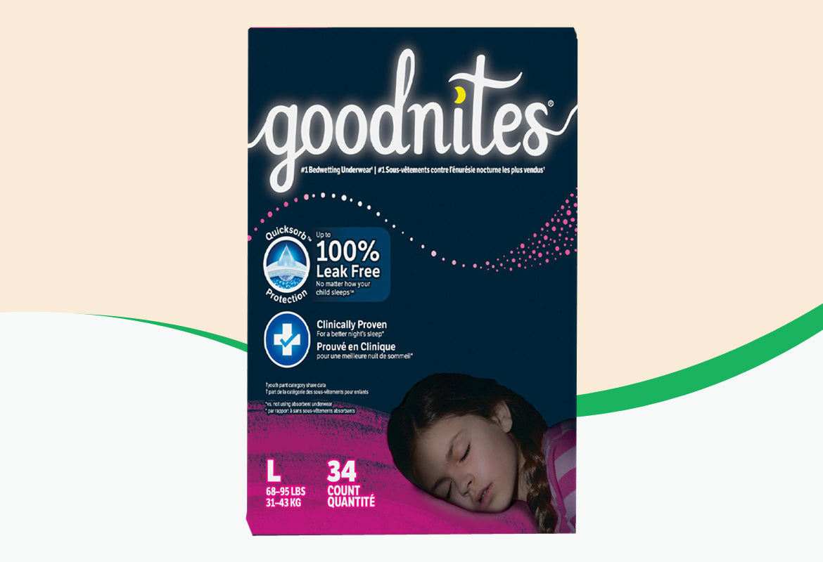 Goodnites Girls' Nighttime Bedwetting Underwear, Size Large (68-95 lbs), 34 ct.