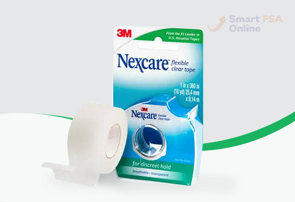 Nexcare Flexible Clear First Aid Tape Dispenser, 1" x 10 yds