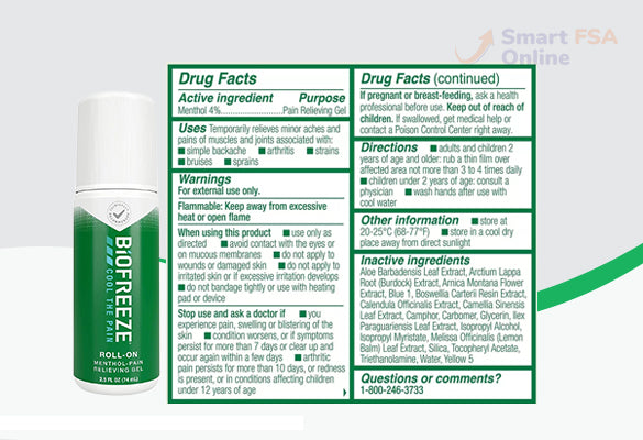 Biofreeze® Pain Relieving Roll-On, Green, 2.5 oz.