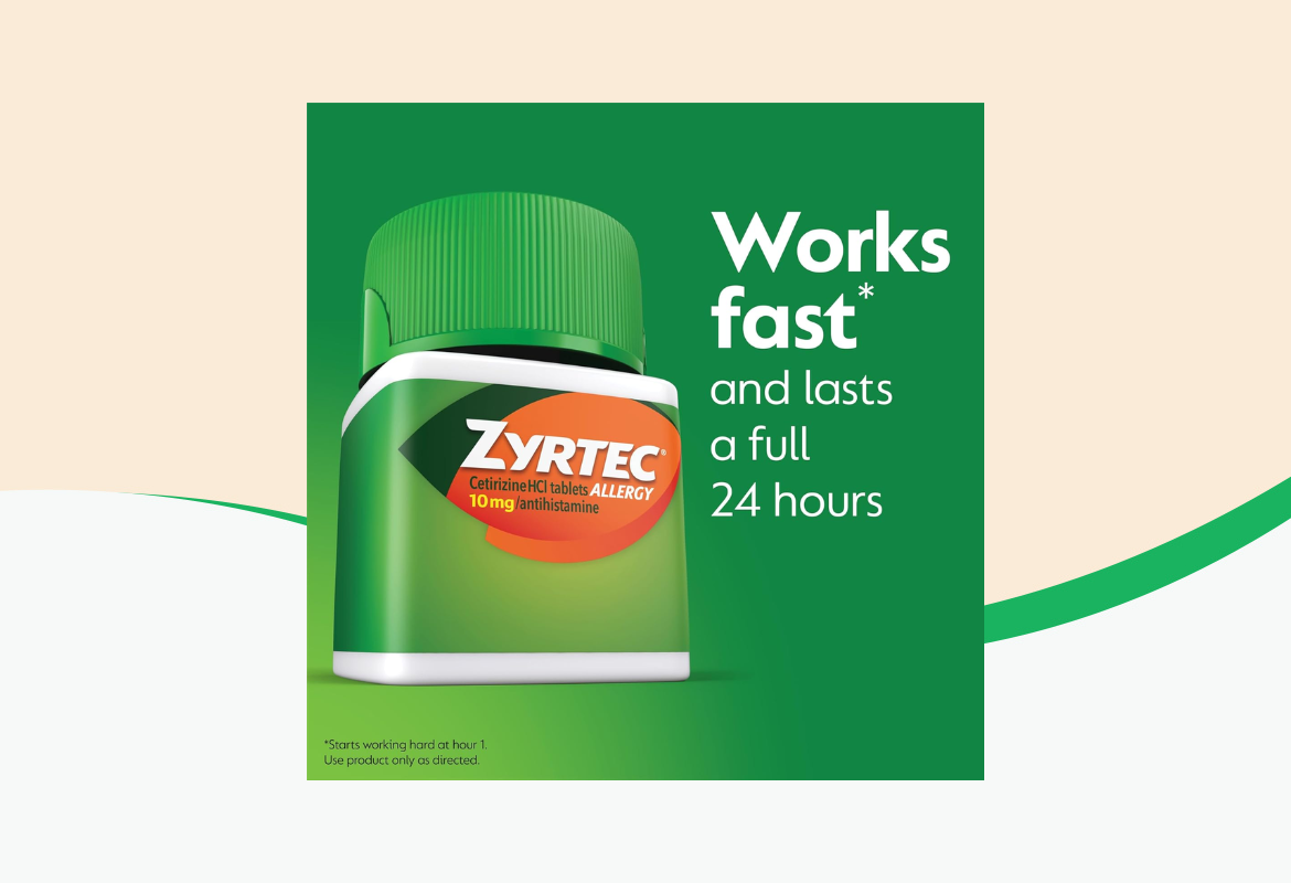 Zyrtec Indoor & Outdoor Allergy Relief Tablets, 10 mg,