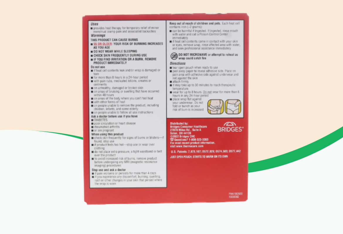 ThermaCare Menstrual Pain Relief Heatwraps, 4 ct.