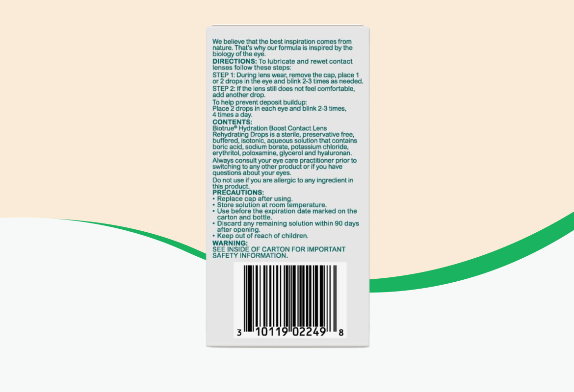 Bausch + Lomb Biotrue Hydration Boost Contact Lens Drops, 0.33 fl oz.