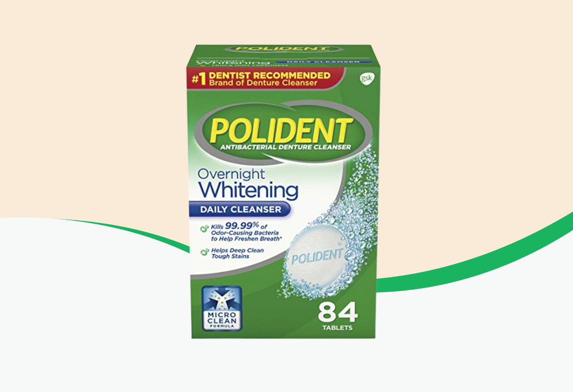 Polident Overnight Whitening Antibacterial Dental Appliance Cleanser Tablets, 84 ct.