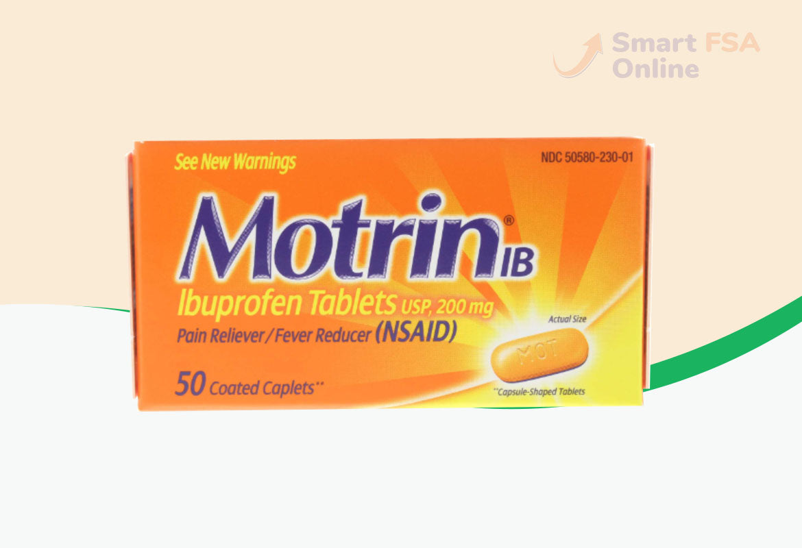 Motrin IB Ibuprofen Pain Reliever/Fever Reducer, 200 mg, Caplets