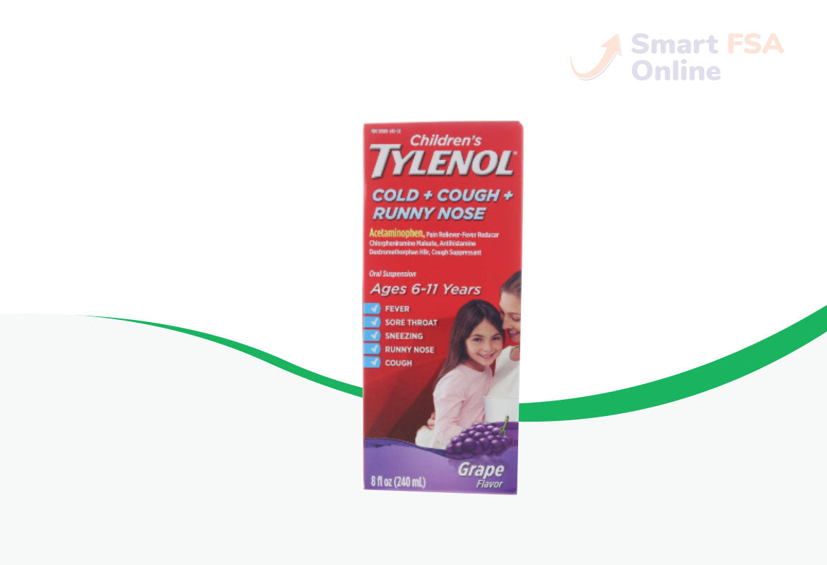 Children's Tylenol Cold + Cough + Runny Nose Relief Liquid, Grape, 8 fl oz.