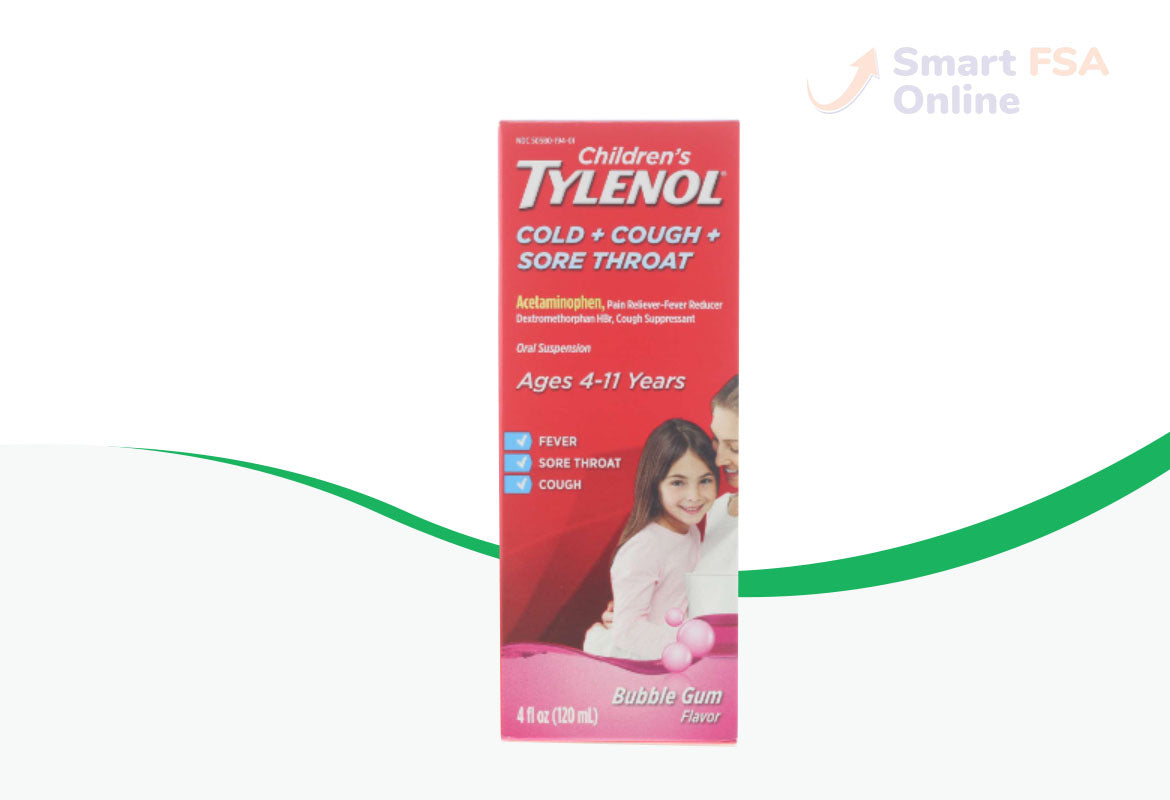Children's Tylenol Cold + Cough + Sore Throat, Bubblegum Flavor, 4 fl oz.