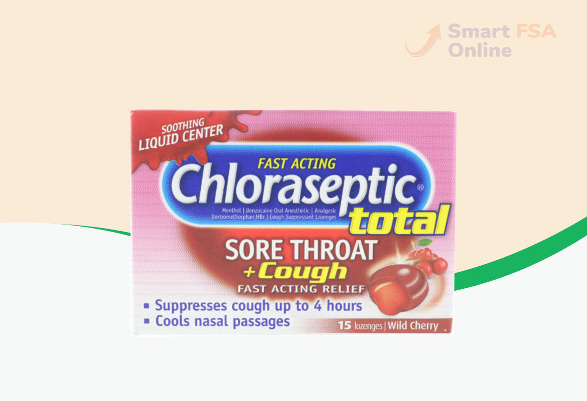 Chloraseptic Total, Wild Cherry, Sore Throat and Cough Lozenges, 15 ct