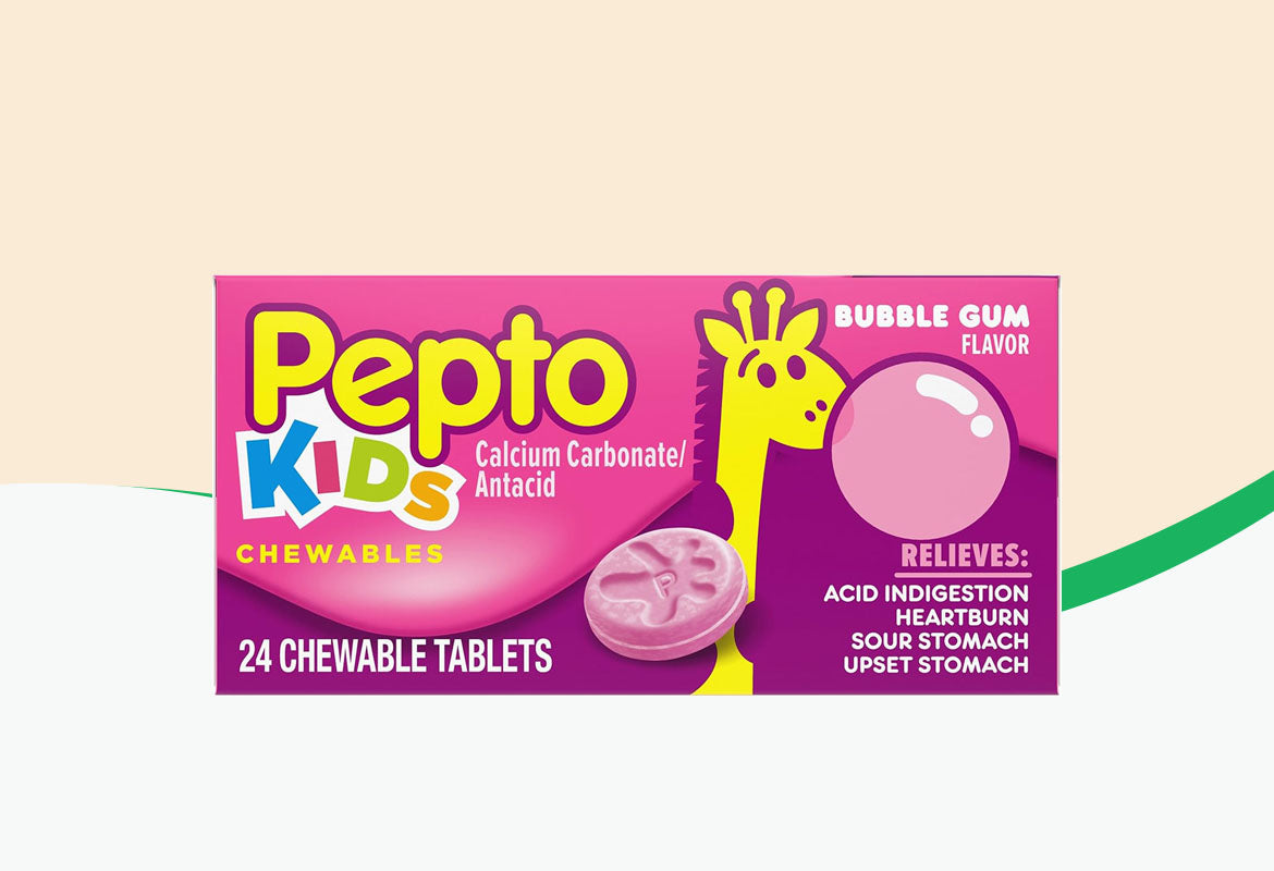 Pepto Kids Antacid Chewable Tablets, Bubble Gum, 24 ct.