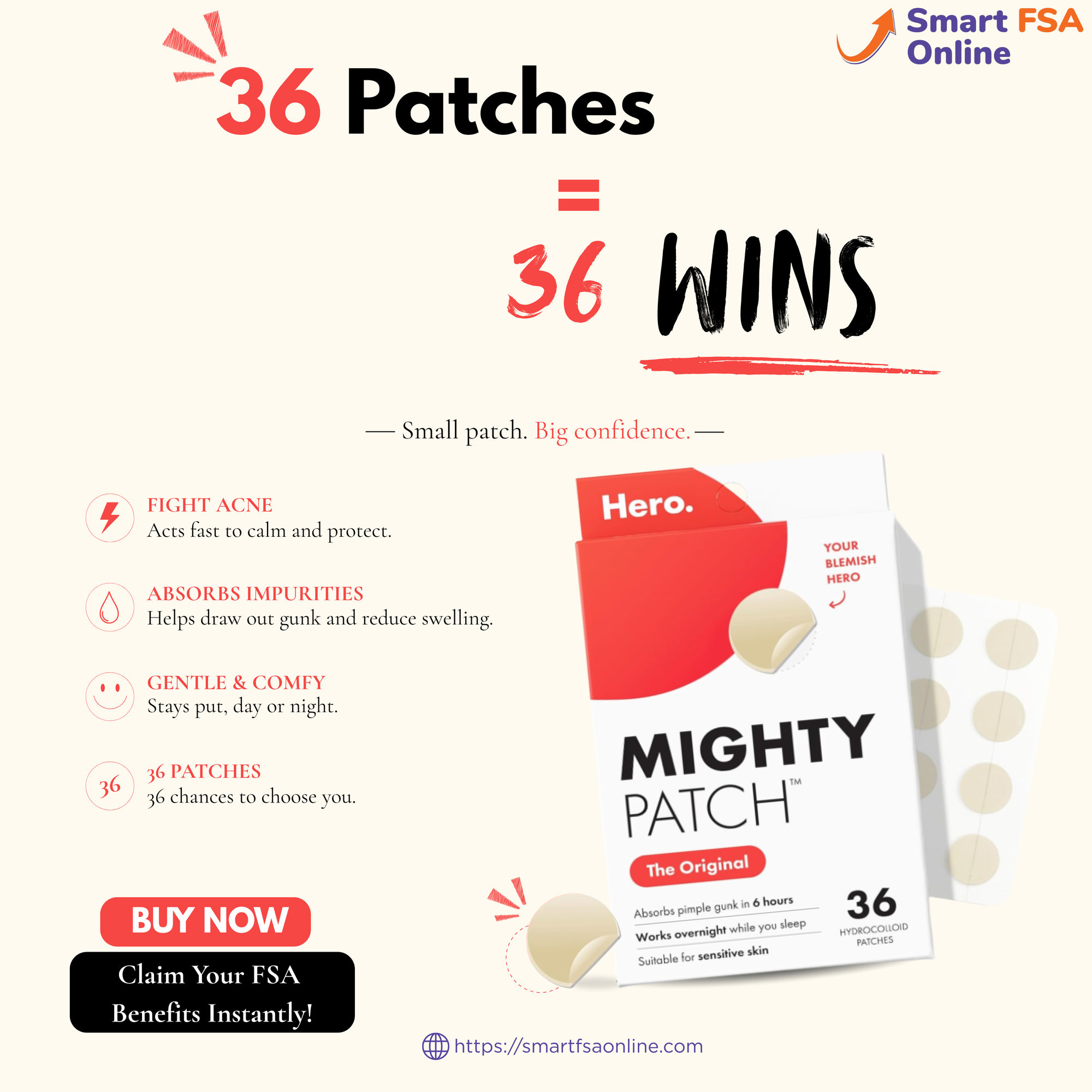 Mighty Patch Original Acne Treatment Patches, 36ct.