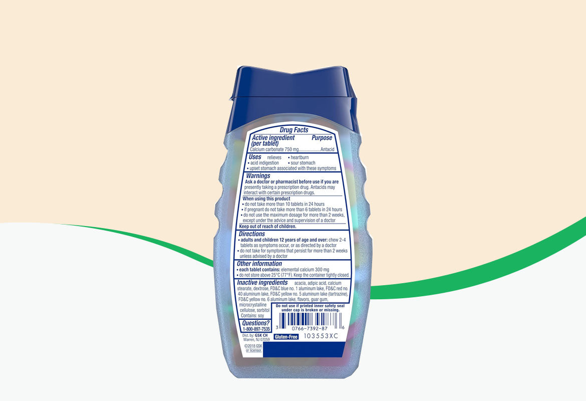 TUMS Smoothies Extra Strength Antacid Chewable Tablets, Assorted Fruit