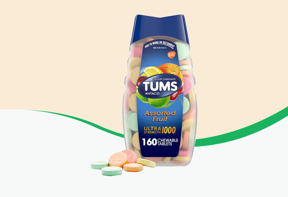 TUMS Ultra Strength Assorted Fruit Antacid Chewable Tablets for Heartburn Relief