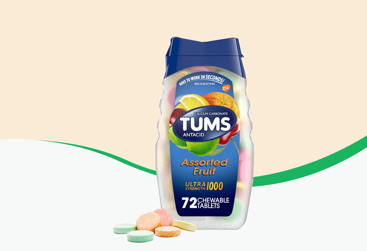 TUMS Ultra Strength Assorted Fruit Antacid Chewable Tablets for Heartburn Relief