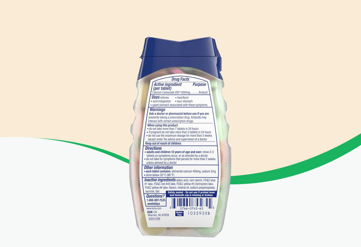 TUMS Ultra Strength Assorted Fruit Antacid Chewable Tablets for Heartburn Relief